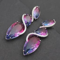 Designer Women's Earrings Luxury Jewelry Cubic Zirconia Water Drop Hoop Dangle Earrings for Women Party Jewelry Purple Gift