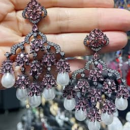 Designer Women's Earrings Luxury Jewelry Cubic Zirconia Water Drop Hoop Dangle Earrings for Women Party Jewelry Purple Gift
