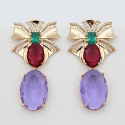 Designer Women's Earrings Luxury Jewelry Cubic Zirconia Water Drop Hoop Dangle Earrings for Women Party Jewelry Purple Gift