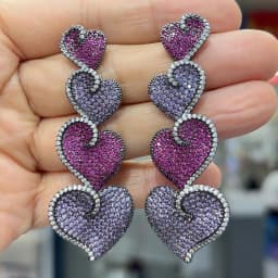 Designer Women's Earrings Luxury Jewelry Cubic Zirconia Water Drop Hoop Dangle Earrings for Women Party Jewelry Purple Gift
