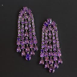 Designer Women's Earrings Luxury Jewelry Cubic Zirconia Water Drop Hoop Dangle Earrings for Women Party Jewelry Purple Gift