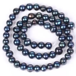 Natural Black Freshwater Pearl Beads High Quality Dyeing Nearly Round Shape Punch Loose for Jewelry Making DIY Necklace Bracelet