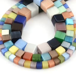 Women Cat Eye Beads Bracelet Colorful Square Beads Natural Opal Stone Beads For Jewelry Making DIY Bracelet Accessories