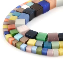 Women Cat Eye Beads Bracelet Colorful Square Beads Natural Opal Stone Beads For Jewelry Making DIY Bracelet Accessories