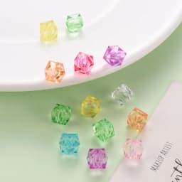 500g 10mm Transparent Acrylic Beads Mixed Color Faceted Cube Loose Spacer Beads for Jewelry Making DIY Handmade Bag Wholesale