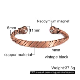 Twisted Pure Copper Magnetic Bracelet Adjustable Health Energy Bangles Arthritis Pain Relief Open Cuff Jewelry Women Resizable