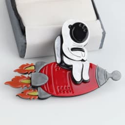 FishSheep Big Acrylic Rocket Spaceman Spacecraft Brooches New Handmade Space Astronaut Brooch and Pins Collections Jewelry Gift