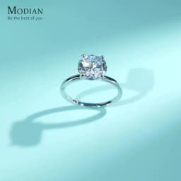 MODIAN 925 Sterling Silver Classic Luxury 3 Carat Simulated Diamond Rings For Women Wedding Engagement Statement Fine Jewelry