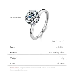 MODIAN 925 Sterling Silver Classic Luxury 3 Carat Simulated Diamond Rings For Women Wedding Engagement Statement Fine Jewelry