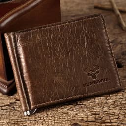 Ultra-thin Men's Money Clip Wallet Vintage Genuine Leather Bifold Card Holder Purse Mini High Quality Male Money Purse Cartera