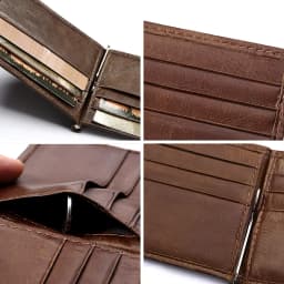 Ultra-thin Men's Money Clip Wallet Vintage Genuine Leather Bifold Card Holder Purse Mini High Quality Male Money Purse Cartera