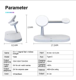 3 in 1 Magnetic Wireless Charger For iPhone 16 15 14 13 12 Fast Charging Station for Apple Watch 10 9 8 7 6 5 4 Airpods 2 3 Pro