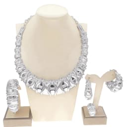 Fashion Dubai Gold Plated Women Jewelry Italian Design Style Big Necklace Banquet Festive Earrings Ring Accessories