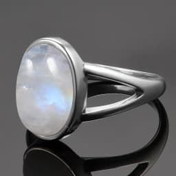 Silver Plated Ring Natural Moonstone Jewelry Rings Gemstone Vintage Jewelry for Women Men Girls Gift Luxury