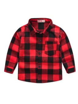 New Spring and Autumn Winter Boys and Girls 1-14 Years Old Classic Woolen Checkered Shirt Student Dress Versatile Shirt