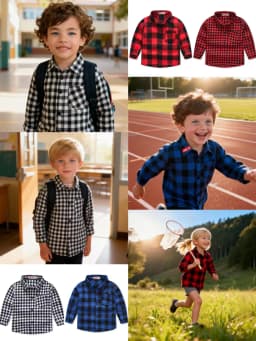 New Spring and Autumn Winter Boys and Girls 1-14 Years Old Classic Woolen Checkered Shirt Student Dress Versatile Shirt