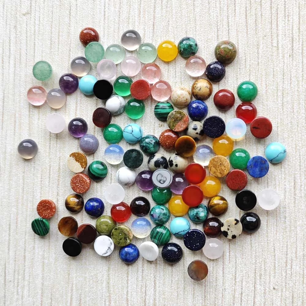 Wholesale 100pcs Fashion Good Quality Natural Stone Round Cab Cabochon Beads 6mm for Jewelry Accessories Making