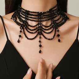 Fashion Black White Crystal Beads Necklace for Women Handmade Bohemian Drop Beaded  Choker Necklaces Ladies' Charm Jewelry