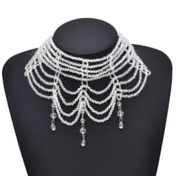 Fashion Black White Crystal Beads Necklace for Women Handmade Bohemian Drop Beaded  Choker Necklaces Ladies' Charm Jewelry