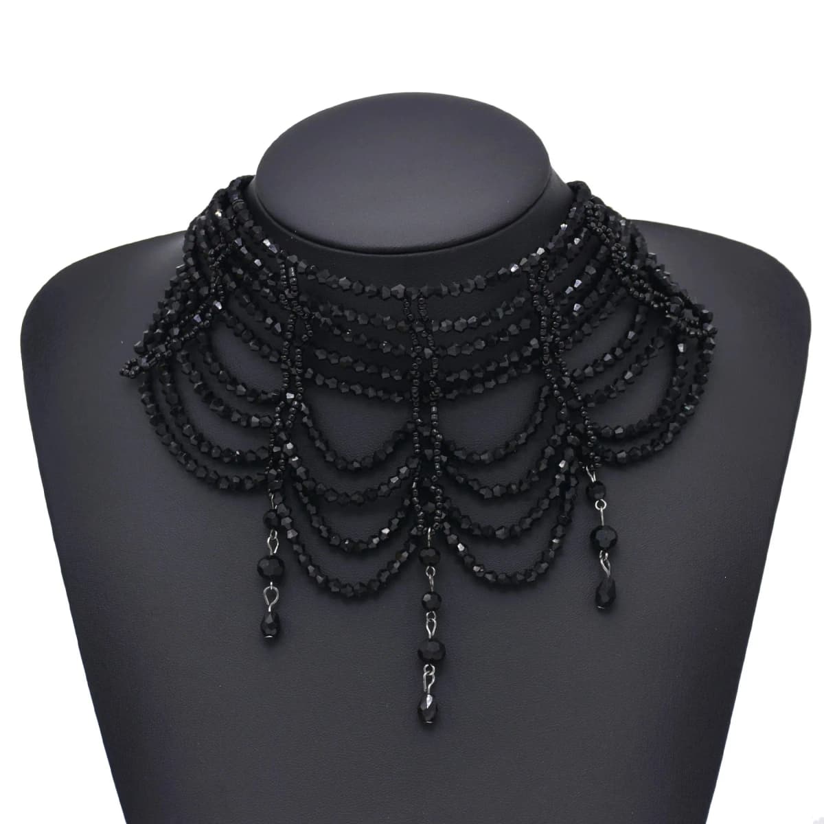 Fashion Black White Crystal Beads Necklace for Women Handmade Bohemian Drop Beaded  Choker Necklaces Ladies' Charm Jewelry