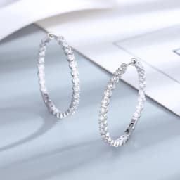 S925 Silver 39mm Big Circle Hoop Earrings For Women Fashion Wedding Fine Jewelry C Hoop Earring