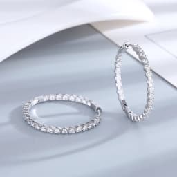 S925 Silver 39mm Big Circle Hoop Earrings For Women Fashion Wedding Fine Jewelry C Hoop Earring