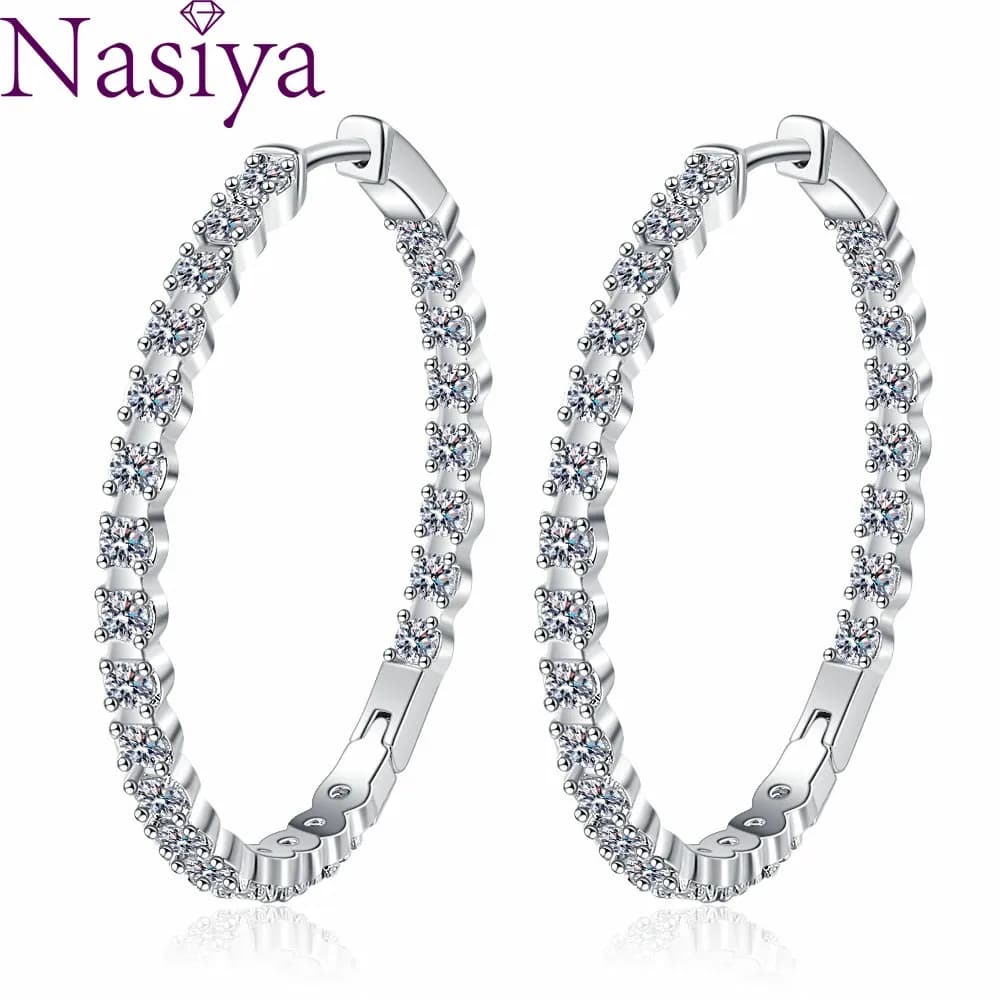 S925 Silver 39mm Big Circle Hoop Earrings For Women Fashion Wedding Fine Jewelry C Hoop Earring