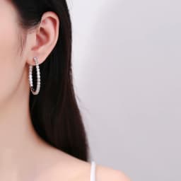 S925 Silver 39mm Big Circle Hoop Earrings For Women Fashion Wedding Fine Jewelry C Hoop Earring