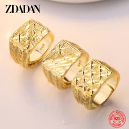 ZDADAN 925 Silver 18K Gold Ring For Women Men Wedding Jewelry