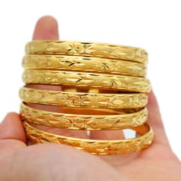 8MM 6Pcs/Lot Dubai Gold Bangles for Women Men 24k Color Ethiopian Bracelets African Jewelry Saudi Arabic Wedding Bride Gift