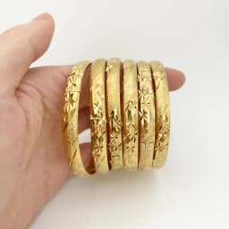 8MM 6Pcs/Lot Dubai Gold Bangles for Women Men 24k Color Ethiopian Bracelets African Jewelry Saudi Arabic Wedding Bride Gift