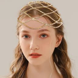 Hollow Rhinestone Mesh Headpiece Wedding Head Chain Jewelry for Women Luxury Crystal Headband Head Cap Hat Hair Accessories