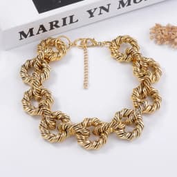 New Brand Round Circle Hip Hop Metal Necklace Gold Color Collar Necklaces For Women Party Choker Punk Rock Chunky Jewelry