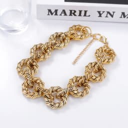 New Brand Round Circle Hip Hop Metal Necklace Gold Color Collar Necklaces For Women Party Choker Punk Rock Chunky Jewelry