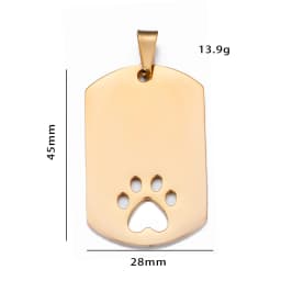 10pcs Wholesale Stainless Steel Pet ID Blank Rectangle Dog Tags Pendant Necklace Jewelry Findings Hypollergenic 28x45mm