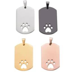 10pcs Wholesale Stainless Steel Pet ID Blank Rectangle Dog Tags Pendant Necklace Jewelry Findings Hypollergenic 28x45mm