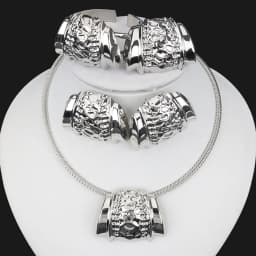 African Women Jewelry Set Pendant Necklace Earrings Weddings Design Bracelet Ring Jewellery Party Bridal Dubai Accessory Gift