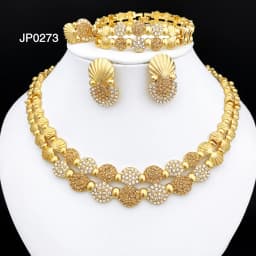 latest Italian Ladies Fine Jewelry Sets Gold Color Women Necklace Earrings African Big Jewelry Wedding Party Gift