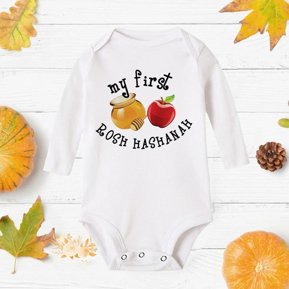 My First Rosh Hashanah Baby Romper Holiday Clothes Rosh Hashanah Boy Girls Shana Tova Toddler Infant Long Sleeve Ropa