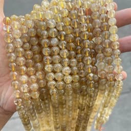 Natural Ice Gold Rutilated Quartz Round Loose Hair Crystal Beads 6/8/10/12 MM Pick Size For Jewelry Making Necklace Bracelet Diy