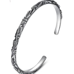 Vintage Vine Plant Carved Flower Bangle Men Women Jewelry Open Trendy Punk Male Bracelet Bangle Winding Wrist Accessories Gift