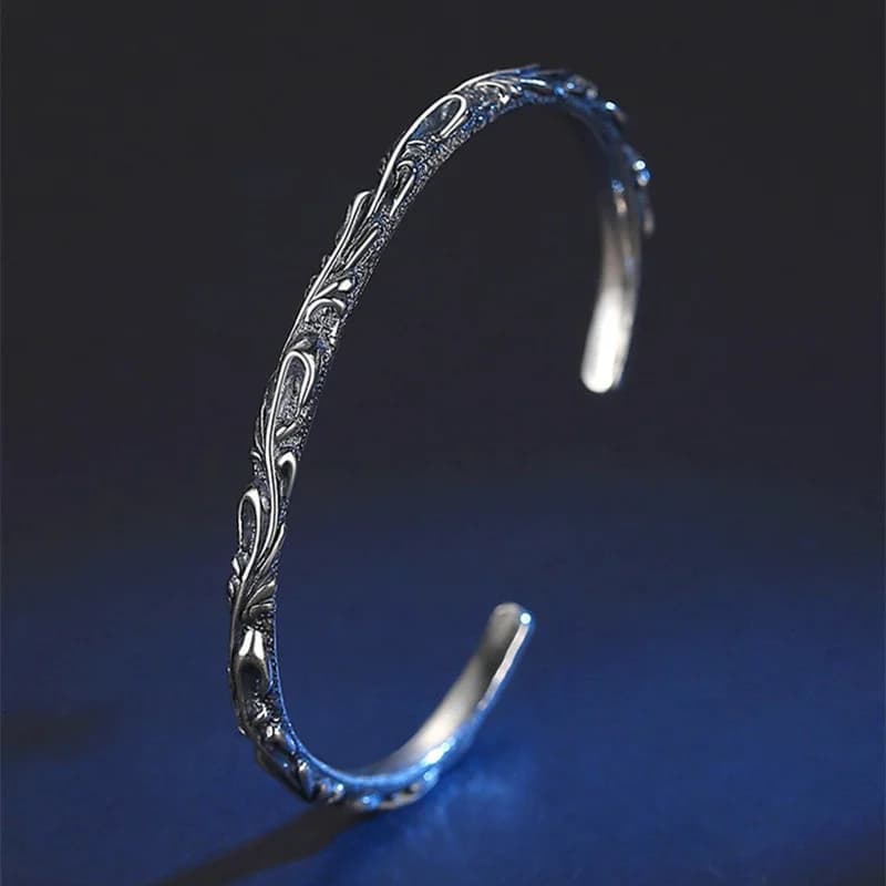 Vintage Vine Plant Carved Flower Bangle Men Women Jewelry Open Trendy Punk Male Bracelet Bangle Winding Wrist Accessories Gift