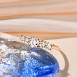Round Cut D Color VVS1 Moissanite 10K 14K Yellow Gold Plated Engagement Wedding Band Moissanite Lab Grown Diamond Ring for Women