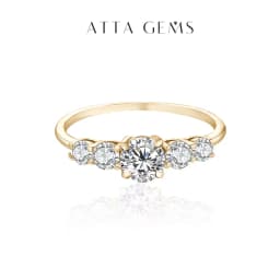 Round Cut D Color VVS1 Moissanite 10K 14K Yellow Gold Plated Engagement Wedding Band Moissanite Lab Grown Diamond Ring for Women