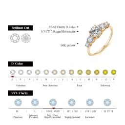 Round Cut D Color VVS1 Moissanite 10K 14K Yellow Gold Plated Engagement Wedding Band Moissanite Lab Grown Diamond Ring for Women