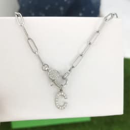 CZ Lobster Clasp Necklace Women Men Initial Charm Letters Choker Gold Silver Color Stainless Steel Chain Alphabet DIY AB