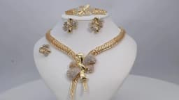 Italy 18k Gold Plated Women Jewelry Set Classic Design Bowknot Necklace Earring Bracelet And Ring 4PCS Set Jewelry Wedding Party