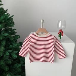 Infant Newborn Girls Boys Autumn Full Sleeve Striped Top Tees Kids Baby Casual Bottoming Shirts Toddler T-shirts Cotton Clothing