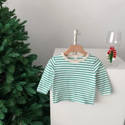 Infant Newborn Girls Boys Autumn Full Sleeve Striped Top Tees Kids Baby Casual Bottoming Shirts Toddler T-shirts Cotton Clothing