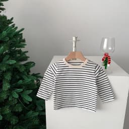 Infant Newborn Girls Boys Autumn Full Sleeve Striped Top Tees Kids Baby Casual Bottoming Shirts Toddler T-shirts Cotton Clothing